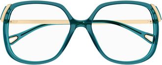 Chlo&eacute; Green Aly Oversized Square Acetate Sunglasses