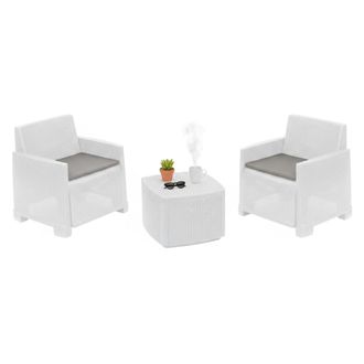 Dmora Conjunto Exterior Ari, Sal&oacute;n Outdoor 2 Plazas, Mesa made In Italy, Blanco