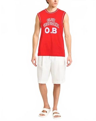 Orlebar Brown Dubois Club Tropicana Jersey Shirt In Summer Red