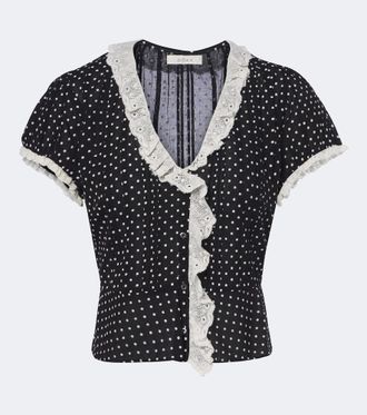 D&ocirc;en D&ocirc;en Orella polka-dot cotton voile top