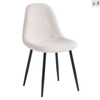 Nordlys Set of 4 Scandinavian Metal Dining Chairs in White