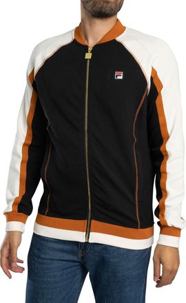 Fila Mens Eliot Flat Lock Detail Track Jacket, Black/Gardenia/Pumkin Spice, L