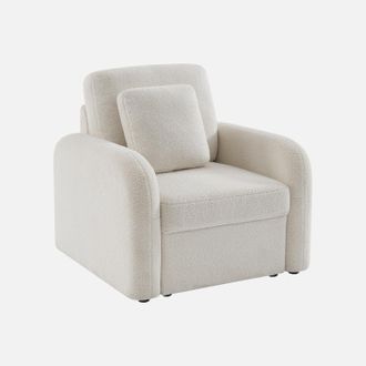 Sweeek Sill&oacute;n En Tejido Borreguito Blanco, L&iacute;neas Redondeadas