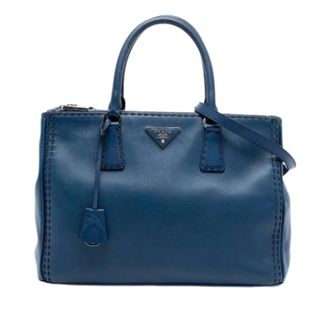 Prada Pre-owned Handbags, female, Blue, Size: ONE SIZE Pre-owned The Galleria Double Zip
