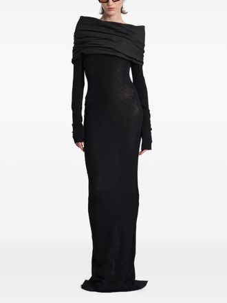 Entire studios draped-shoulder maxi dress - women - Cotton/Elastane - M - Black