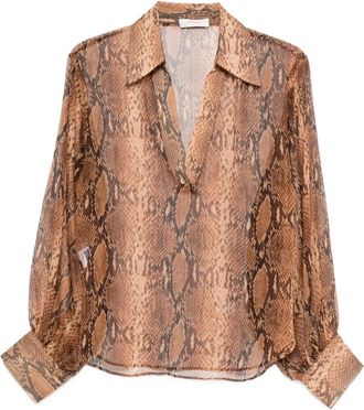 Nina 14.7 Top met slangenprint - Beige