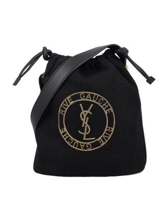 Saint Laurent Black embroidered-logo crossbody tote
