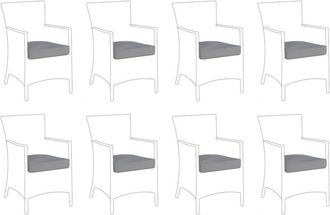 Beliani Conjunto De 8 Fundas De Coj&iacute;n Para Silla De Jard&iacute;n Fundas De Coj&iacute;n Para Exterior Gris Italia