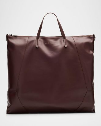 Brunello Cucinelli Duo Large Leather Shopper Tote Bag