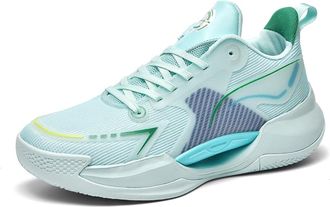 Generic Unisex Basketball Shoes Low Cut Wear-Resistant Shock-Absorbing Breathable Fashionable Sports Training Boot Walking Shoes(Green,3.5 UK)