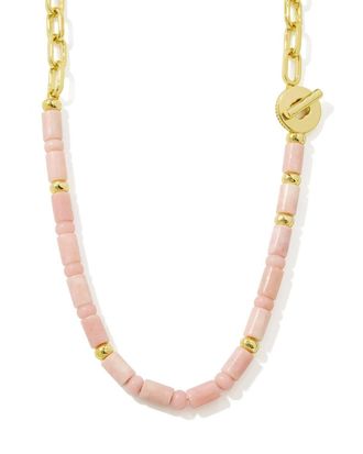 Kendra Scott Womens Lindsey Beaded Half Chain Necklace In Gold Light Pink Quartzite