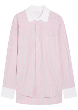 Mother The Room Frenchie Striped Cotton Shirt - Pink - S (UK8-10 / S)