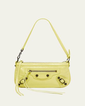 Balenciaga Le City Crinkled Leather Pouch Shoulder Bag