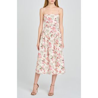 Wayf Juliet Floral Midi Dress in Pink Bouquet at Nordstrom, Size X-Small