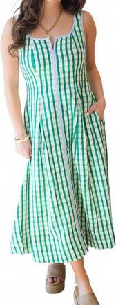 THML Clothing Womens Lila Gingham Pattern Dress In Green