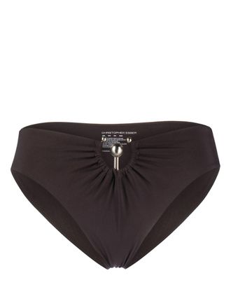 CHRISTOPHER ESBER Orbit ruched bikini bottoms - women - Polyamide/Elastane/Zinc - 12 - Brown