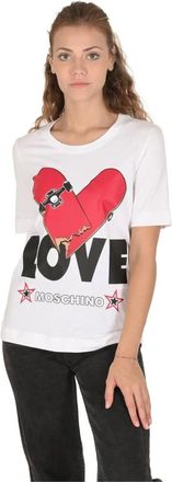 Love Moschino Tops, Dames, Wit, S, Katoen, Hart Grafische Tee