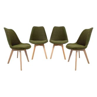 Sweeek Silla escandinava de madera de haya y borreguito texturizada, set de