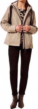 Tribal Hooded Zip Front Rain Jacket In Dry Sand