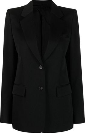 Lanvin single-breasted blazer - women - Buffalo Horn/Cupro/Virgin Wool - 40 - Black