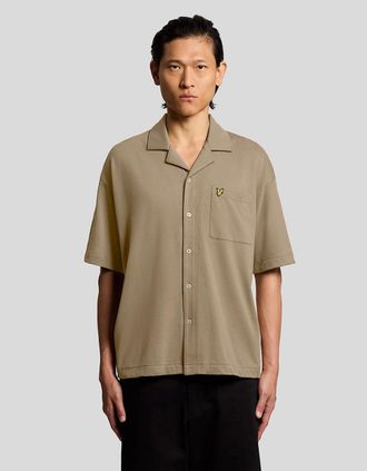 Lyle & Scott Lyle And Scott Mens Short Sleeve Revere Collar Shirt - Tan - Size: Regular/34