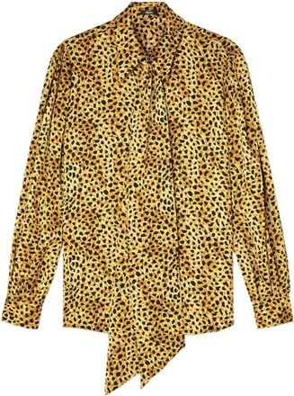 Versace Cheetah Allover Silk Shirt - Dames - Overhemden - Veelkleurig - M - Overhemden