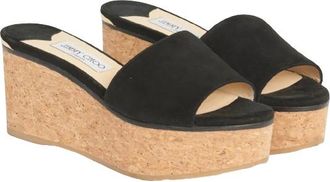 Jimmy Choo London Black Suede Platform Wedges Size 40