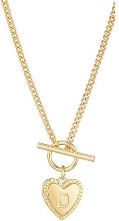Adornia Initial Heart Toggle Necklace in Gold-D at Nordstrom Rack