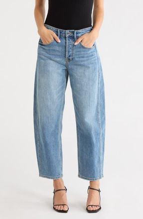 Good American High Waist Ankle Barrel Jeans in Indigo1350 at Nordstrom, Size 00