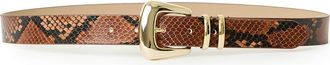 B-Low The Belt Milan Python Print Leather Belt in Cognac/Gold at Nordstrom, Size Medium