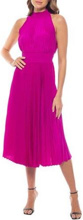 OLEG CASSINI Pleated Midi Dress in Fuchsia at Nordstrom Rack, Size 14