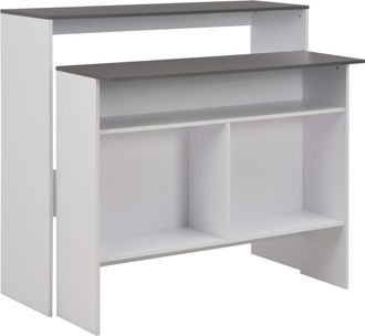 vidaXL Vidaxl - Mesa De Bar Con 2 Tableros Blanco Y Gris 130x40x120 Cm
