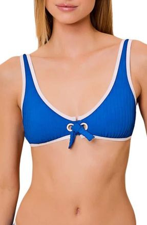 Solid & Striped The Soraya Ribbed Lace-Up Bikini Top in Olympian Blue at Nordstrom, Size X-Small