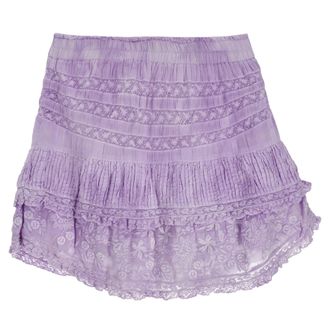 LoveShackFancy Loveshackfancy Adelia Tiered Mini Skirt in Purple Cotton