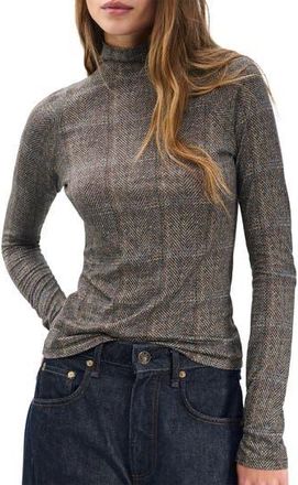 Rag & Bone Shaw Paneled Plaid Turtleneck T-Shirt in Brown Multi at Nordstrom Rack, Size Xx-Small