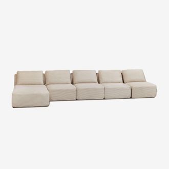 Sklum Sof&aacute; Modular Chaise Longue Izquierdo De 5 Piezas En Pana Envasado Al Vac&iacute;o Temple Sklum