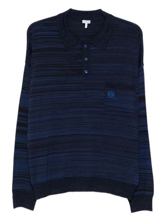 Loewe striped logo polo sweater - men - Wool - L - Blue