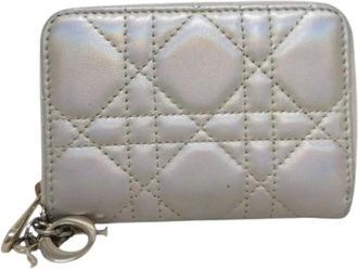 Dior Pre-owned Wallets, female, White, Size: ONE SIZE Pre-owned Lady Dior Voyag Case