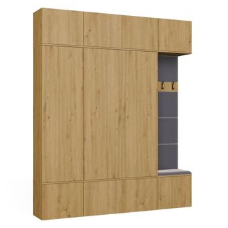 Topeshop Haga Iv 3sz1w - 3x Armario + 1x Barra De Armario - Estantes - 200x35x238 Cm - Roble Artisan