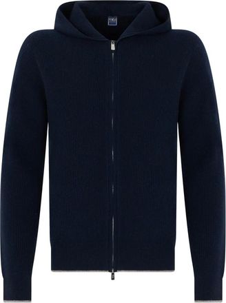 Fedeli Truien & Vesten, Heren, Blauw, L, Kasjmier, Cardigan met rits