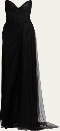 Monique Lhuillier No Wrap Strapless Tulle Gown