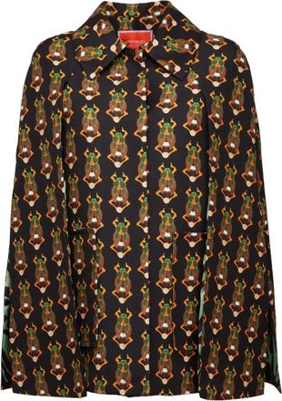 La DoubleJ Milano Mini Cape - Dames - Ponchos - Veelkleurig - XL - Wol - Jassen