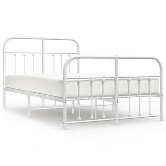 Berkfield Home Metal Bed Frame with Headboard & Footboard White 120x200 cm | Size: Small Double