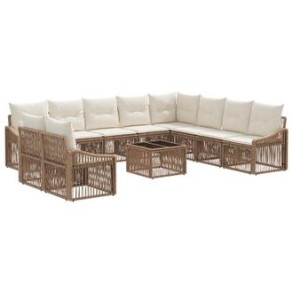vidaXL Conjunto De Sof&aacute;s De Jard&iacute;n 11 Pcs Beige Rat&aacute;n Sint&eacute;tico Vidaxl