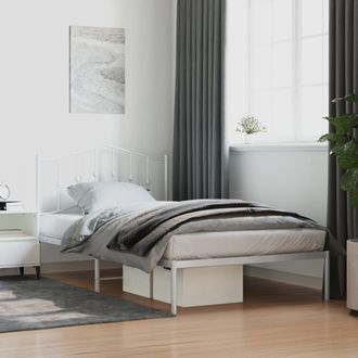 vidaXL Vidaxl - Estructura Cama Sin Colch&oacute;n Con Cabecero Metal Blanco 107x203cm