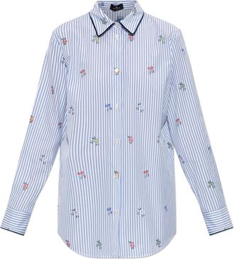 Etro Gestreept Shirt - Dames - Overhemden - Blauw - S - Katoen - Overhemden