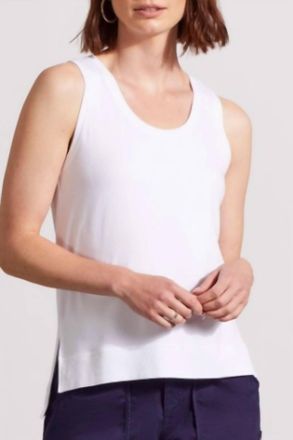 Tribal High-Low Tank Top In White
