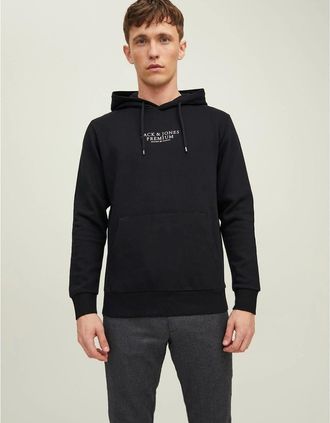 Jack & Jones Jack & Jones Mens Bluarchie Hooded Long Sleeve Sweatshirt - Black - Size: 44