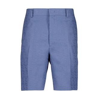 Fendi Casual Shorts, male, Blue, M, FF Jacquard Linen Bermuda Shorts