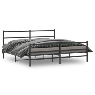 Berkfield Home Metal Bed Frame with Headboard & Footboard Black 180x200 cm Super King Size